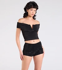 Chic Alert Off-The-Shoulder Crop Top