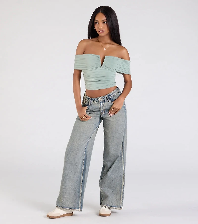 Chic Alert Off-The-Shoulder Crop Top