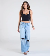 Romantic At Heart Lace Trim Crop Top