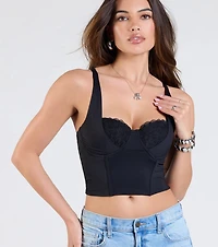 Romantic At Heart Lace Trim Crop Top