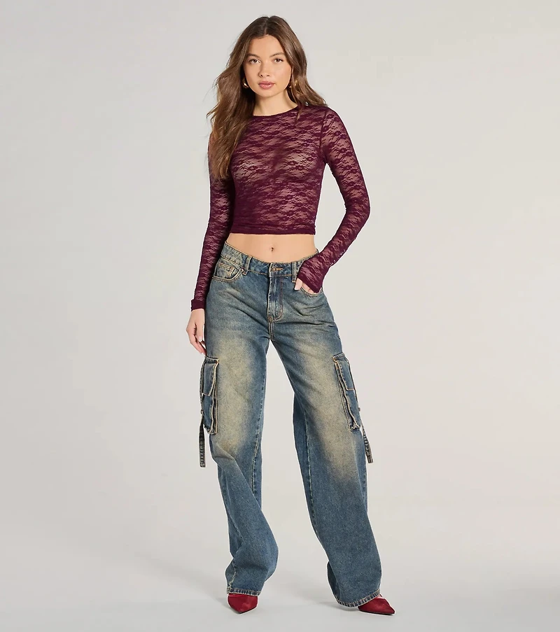 Lady Lace Sheer Crop Top