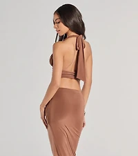 The One Plunge Halter Crop Top