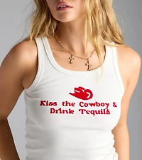 Kiss The Cowboy Graphic Tank Top