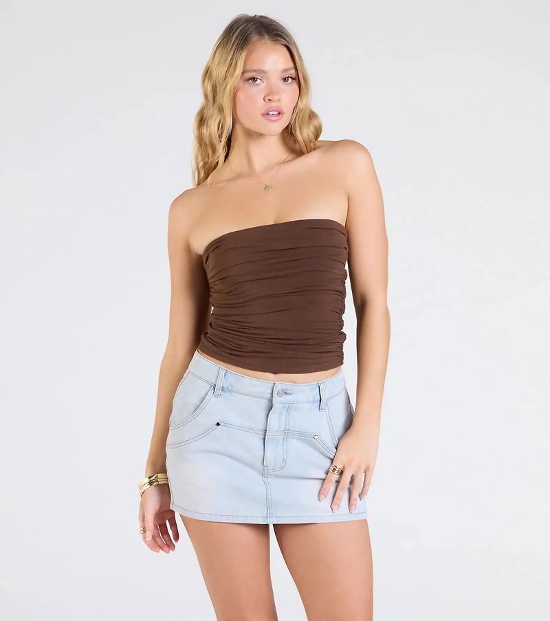 Cutest Vibe Ruched Knit Tube Top