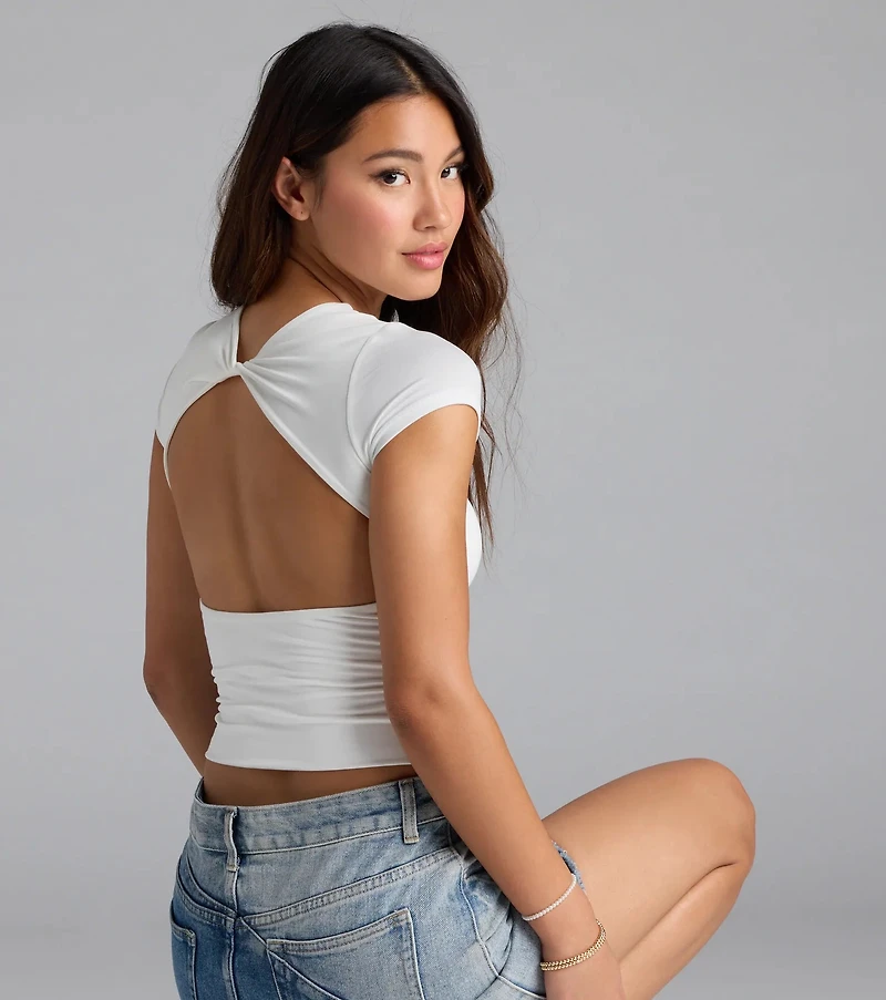 Baby Got Back Basic Crew Neck Crop Tee