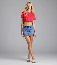 Cute And Chill Bubble Hem Crop Tee