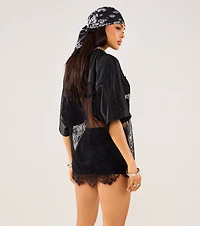 Sporty Chic Lace V-Neck 24 Graphic Jersey Top