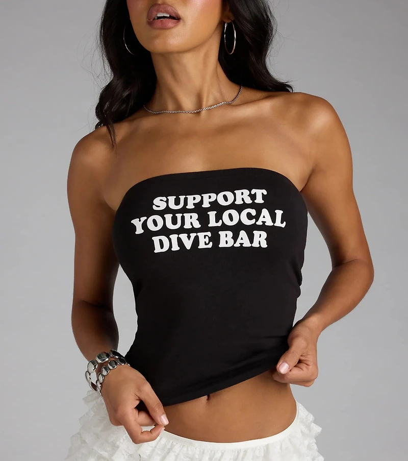 Support Your Local Dive Bar Graphic Tube Top