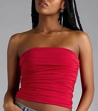 Cutest Vibe Ruched Knit Tube Top