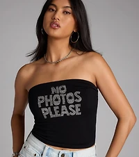 Rhinestone No Photos Please Tube Top