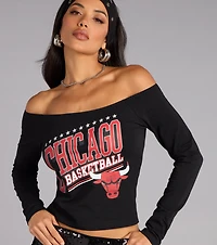 Ultra Game NBA Chicago Bulls Off-The-Shoulder Top