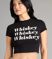 Whiskey Please Graphic Crop Tee