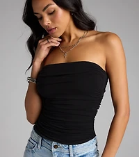 Cutest Vibe Ruched Knit Tube Top