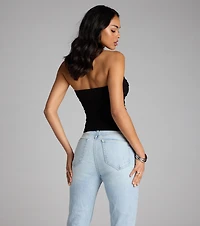 Cutest Vibe Ruched Knit Tube Top