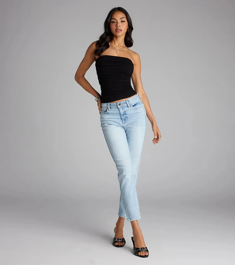 Cutest Vibe Ruched Knit Tube Top