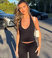 Feel The Vibes Halter V-Neck Crop Top