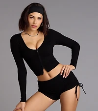 Everyday Long Sleeve Zip-Up Crop Top