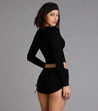Everyday Long Sleeve Zip-Up Crop Top