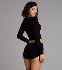 Everyday Long Sleeve Zip-Up Crop Top