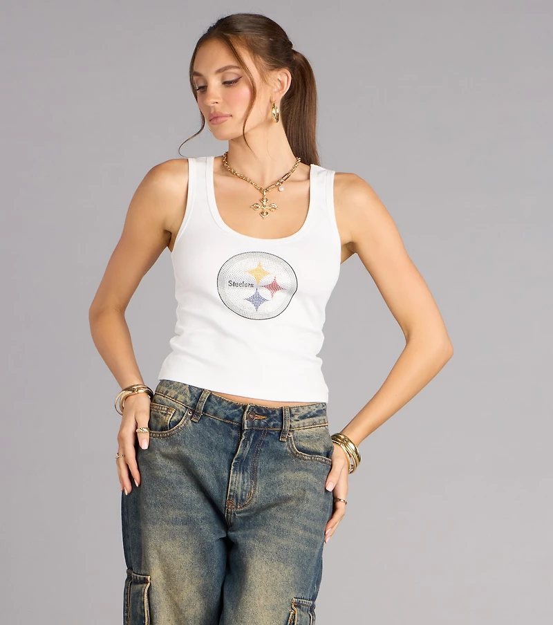 Ultra Game NFL Pittsburgh Steelers Rhinestone Tank Top