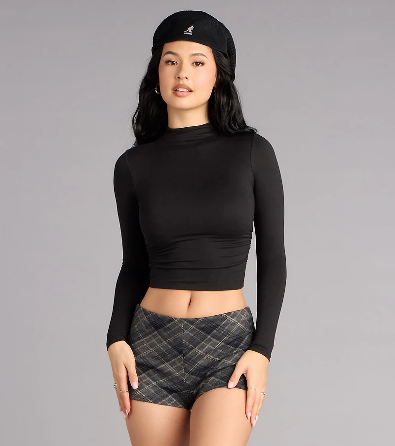 Cozy Sculpt Mock Neck Crop Top