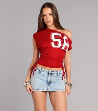 Play It Cute Off Shoulder Jersey Top