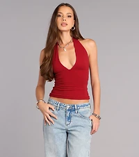 Keep It Cute V-Neck Halter Top