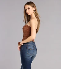 Cutest Vibe Ruched Knit Tube Top