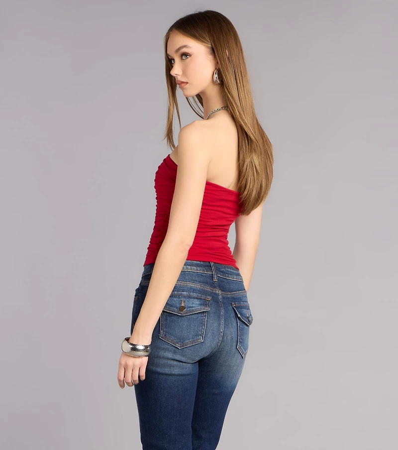 Cutest Vibe Ruched Knit Tube Top