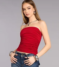 Cutest Vibe Ruched Knit Tube Top