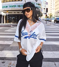 Street Sport Lace Trim Jersey Top