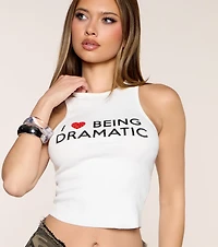 Drama Lover Graphic Crop Tank Top