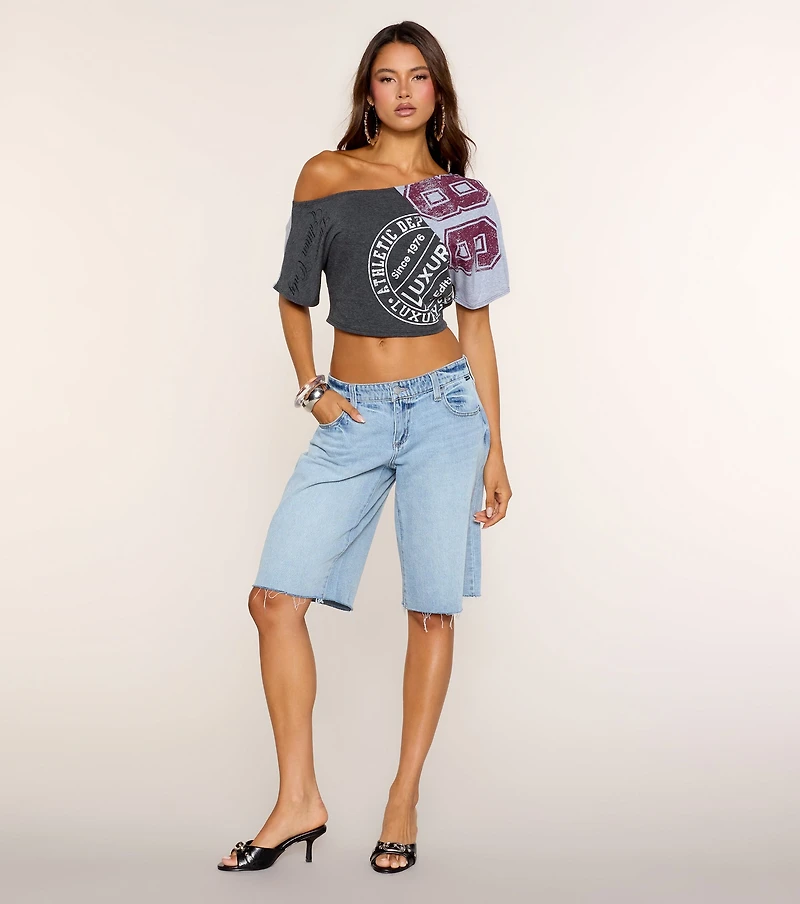 Campus Cut Graphic One Shoulder Tee