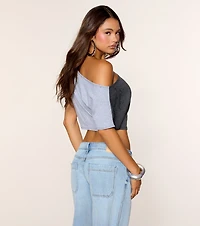 Campus Cut Graphic One Shoulder Tee