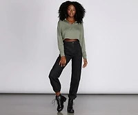 Zip Up Mock Neck Pullover
