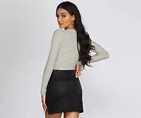 Skinny Stripes Cropped Henley