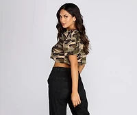 Casual Camo Waffle Knit Tee
