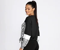 Snake Print Color Block Top