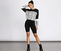 Snake Print Color Block Top