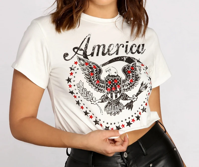 America Shredded Cropped Tee