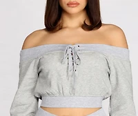 Lace Up Off The Shoulder Crop Top