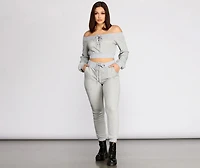Lace Up Off The Shoulder Crop Top