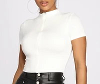 Sporty Chic Zip Up Crop Top