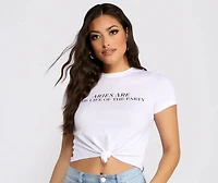 Aries Knot Front Cropped Tee