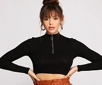 Sporty Chic Zip-Up Crop Top