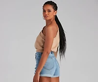 Basic One Shoulder Neckline Sweatshirt Top