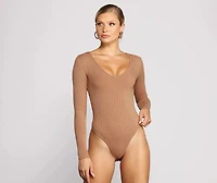 Basic Long Sleeve V-Neck Bodysuit