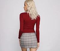So Basic Notched Ribbed Knit Top