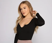 Back to Basics Notched Knit Bodysuit