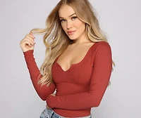 Back to Basics Notched Knit Bodysuit